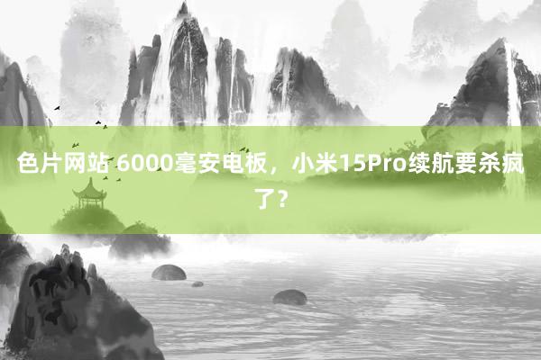 色片网站 6000毫安电板,小米15Pro续航要杀疯了?