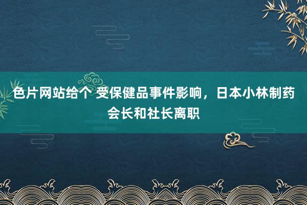 色片网站给个 受保健品事件影响,日本小林制药会长和社长离职