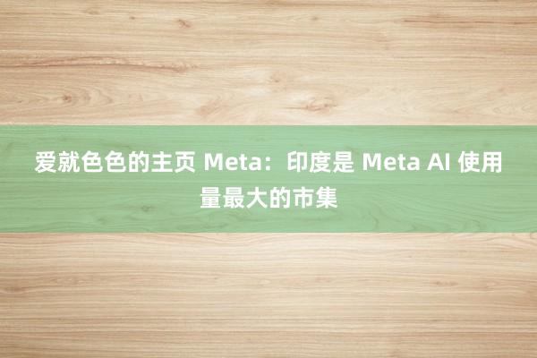 爱就色色的主页 Meta:印度是 Meta AI 使用量最大的市集