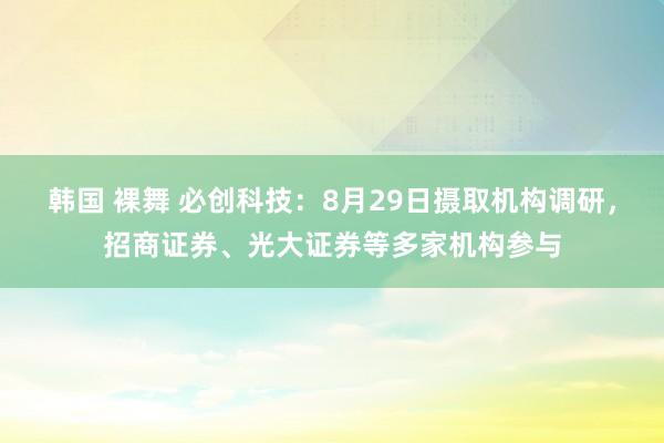 韩国 裸舞 必创科技:8月29日摄取机构调研,招商证券、光大证券等多家机构参与
