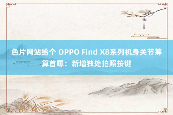 色片网站给个 OPPO Find X8系列机身关节筹算首曝:新增独处拍照按键