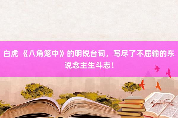 白虎 《八角笼中》的明锐台词,写尽了不屈输的东说念主生斗志!