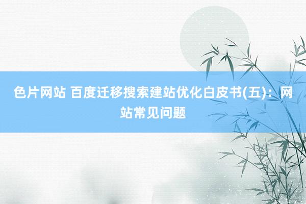 色片网站 百度迁移搜索建站优化白皮书(五):网站常见问题