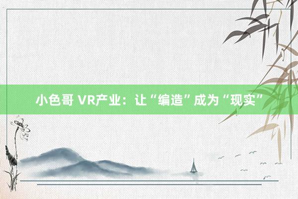 小色哥 VR产业:让“编造”成为“现实”