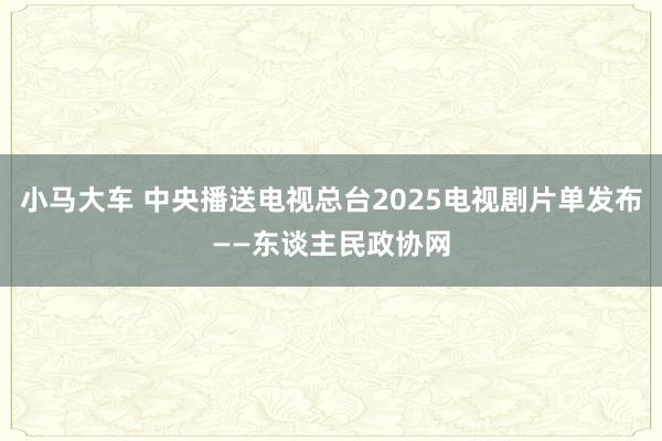 小马大车 中央播送电视总台2025电视剧片单发布——东谈主民政协网
