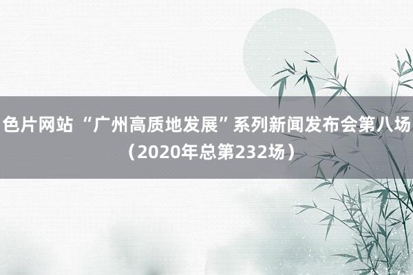 色片网站 “广州高质地发展”系列新闻发布会第八场(2020年总第232场)