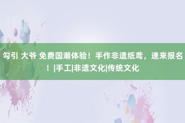 勾引 大爷 免费国潮体验！手作非遗纸鸢，速来报名！|手工|非遗文化|传统文化
