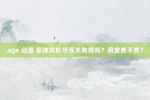 age 动漫 菲律宾机场保关有用吗?用度贵不贵?