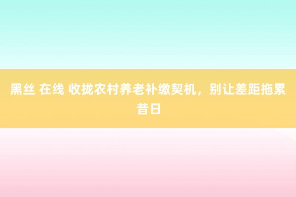 黑丝 在线 收拢农村养老补缴契机,别让差距拖累昔日