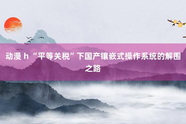 动漫 h “平等关税”下国产镶嵌式操作系统的解围之路
